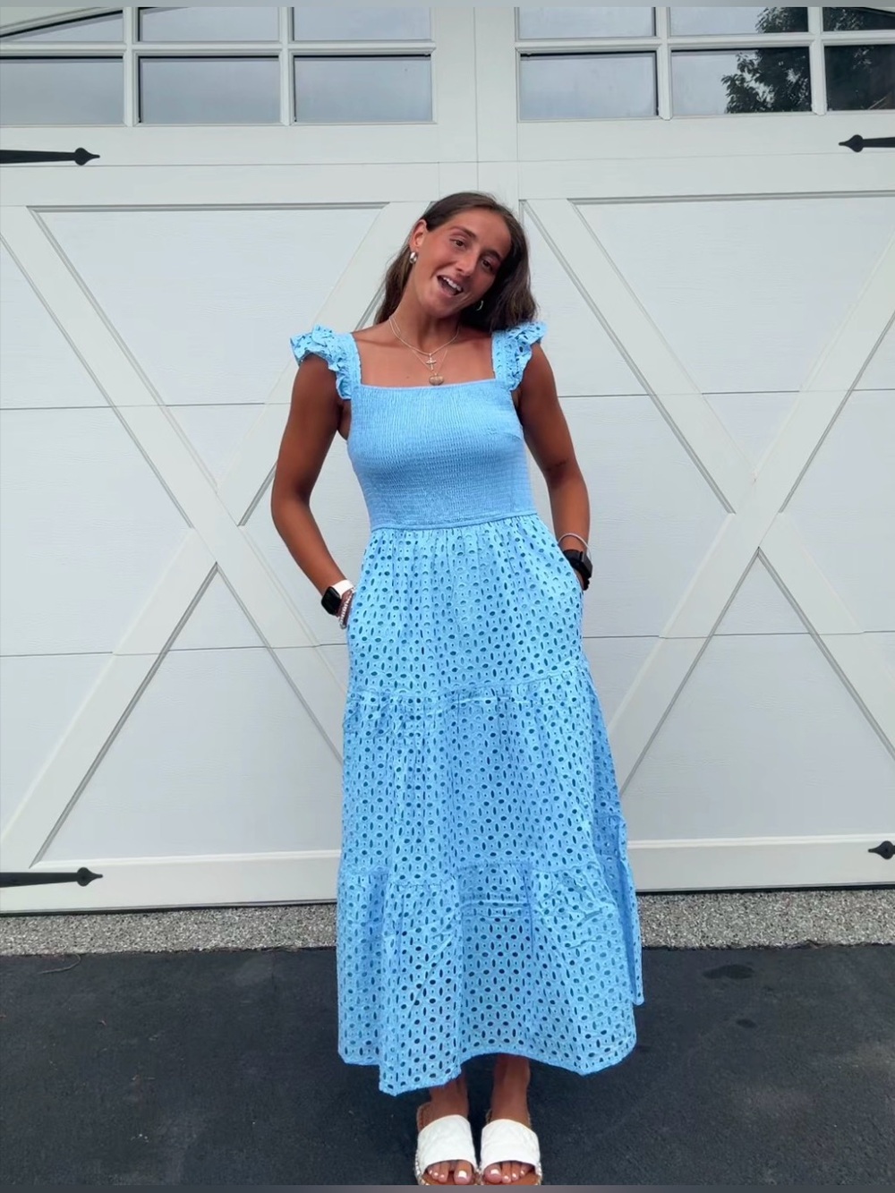 Lazy smile Women’s Sundress Light Blue with pockets